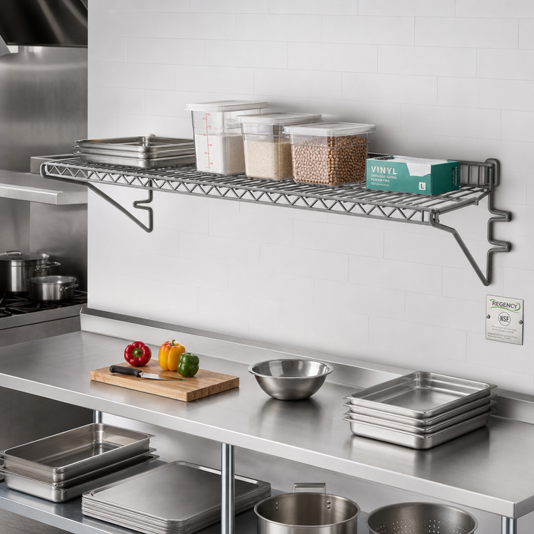 Product image #2 for Eagle Snap-n-Slide 72-Inch Wall-Mounted Wire Shelf, 12-Inch Deep, Pewter Gray Epoxy Finish