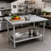 Thumbnail image #2 for John Boos Stallion 60-Inch x 24-Inch Stainless Steel Work Table with 1-1/2-Inch Rear Up-Turn, Safety Edge Front, and Adjustable Undershelf