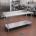 Thumbnail image #2 for Advance Tabco 144-Inch x 24-Inch 16-Gauge 304 Stainless Steel Work Table with 5-Inch Backsplash and Adjustable Undershelf