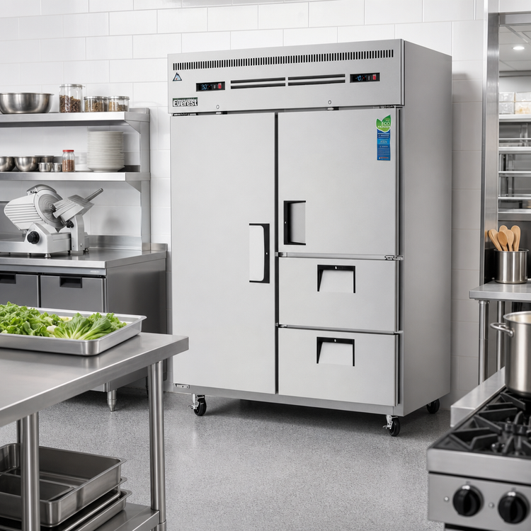 Product image #2 for Everest ESWQ2D2 Two-Section Reach-In Dual Temperature Refrigerator/Freezer Combo, 39/13 Cu. Ft.