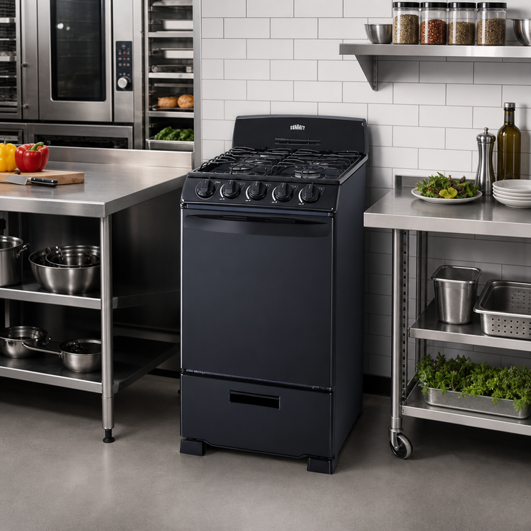 Product image #3 for Summit Commercial 20-Inch Freestanding Compact Gas Range with 2.3 Cu. Ft. Oven and Broiler Compartment
