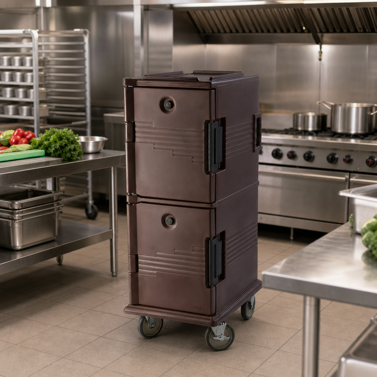 Product image #3 for Cambro Ultra Camcart Non-Electric Front-Loading Insulated Food Pan Carrier, 60 Qt., Dark Brown