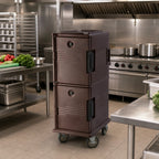 Thumbnail image #3 for Cambro Ultra Camcart® UPC800131 Non-Electric Front-Loading Insulated Food Pan Carrier, 60 Qt., 12 Full-Size 2-1/2" Pan Capacity, Dark Brown