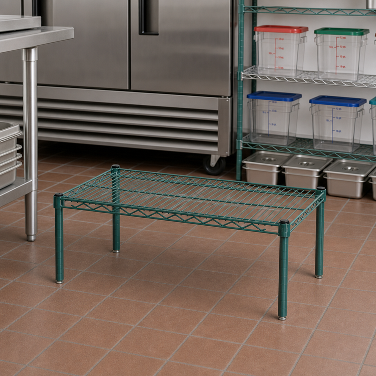 Product image #2 for Quantum 48 x 24 x 14 Inch Green Epoxy Antimicrobial Platform Dunnage Rack