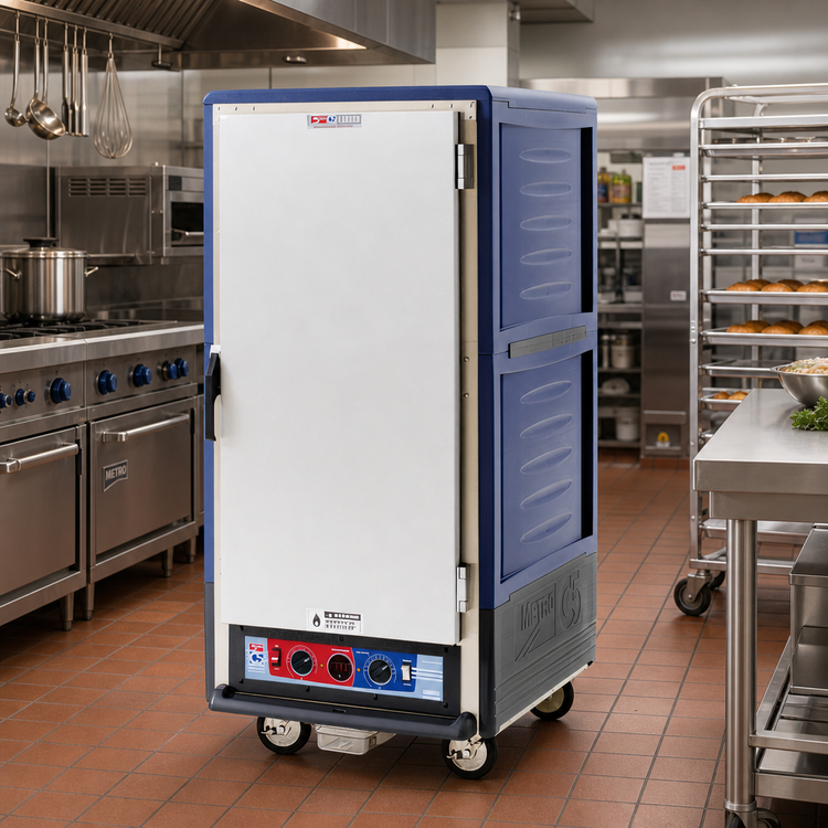 Product image #2 for Metro C5 3 Series Mobile 3/4 Height Combination Heated Holding and Proofing Cabinet with Full-Length Solid Doors, Lip Load Slides, and Blue Insulation Armour