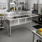 Thumbnail image #2 for John Boos E3S8-15-14R15-X 3-Compartment Stainless Steel Sink with Right-Hand Drainboard, 18-Gauge Top, 62-1/2" W