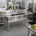 Thumbnail image #2 for John Boos E-Series 3-Compartment Sink with Right-Hand Drainboard, 62-1/2