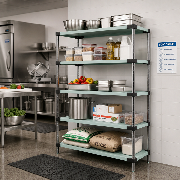Product image #2 for Quantum 5-Shelf Solid Stainless Steel Shelving Starter Kit, 42"W x 18"D x 86"H