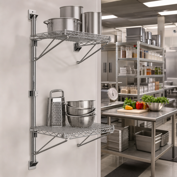 Product image #2 for Eagle Group Valu-Gard Adjustable Post Wire Wall Mount Prepackaged Mid Unit for 14-Inch Shelves, 33-Inch Post