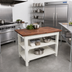Thumbnail image #3 for John Boos Blended American Black Walnut Edge Grain Wood Top Work Table with Painted Base, 2 Slatted Undershelves and Tapered Legs
