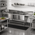 Thumbnail image #2 for Spec-Master FN Series Coved Corner Three-Compartment Sink with Left and Right Drainboards, 102W x 27D, 14-Gauge Stainless Steel