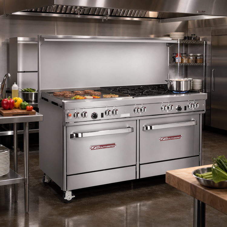 Product image #2 for Southbend Ultimate 60-Inch Gas Restaurant Range with 4 Non-Clog Burners, 36-Inch Griddle, Standard Oven, and Convection Oven