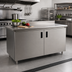 Thumbnail image #2 for Advance Tabco Special Value Economy Enclosed Work Table with Cabinet Base and Sliding Doors, 96 x 30 Inches, 16-Gauge 304 Stainless Steel Top