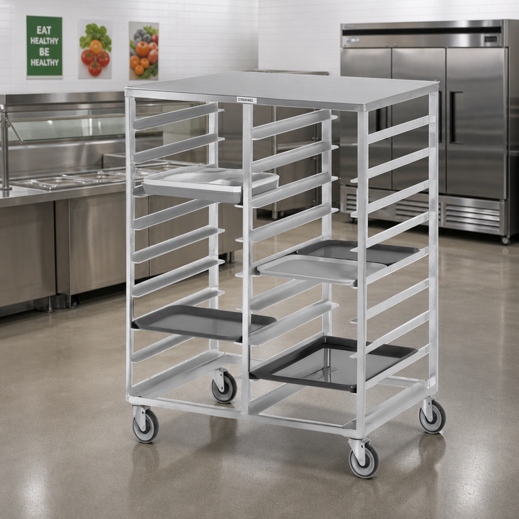Product image #2 for Channel Manufacturing Aluminum Cafeteria Tray Delivery Rack, Double Section Side-Load, 36-Tray Capacity