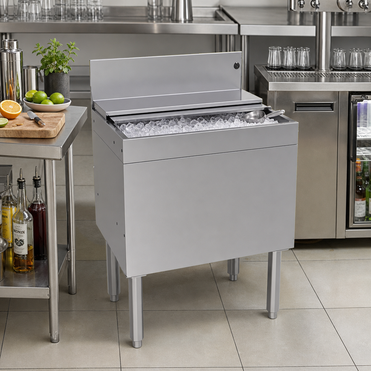 Product image #2 for Glastender Extra Deep Underbar Stainless Steel Bar Ice Bin, 24 Inch x 19 Inch, 92 lb Capacity