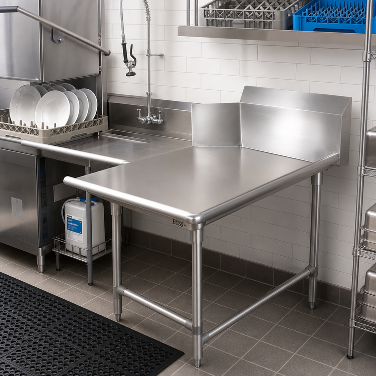 Product image #2 for John Boos Pro-Bowl 132-Inch Straight Clean Dishtable, Left-to-Right Operation, 14-Gauge 300-Series Stainless Steel