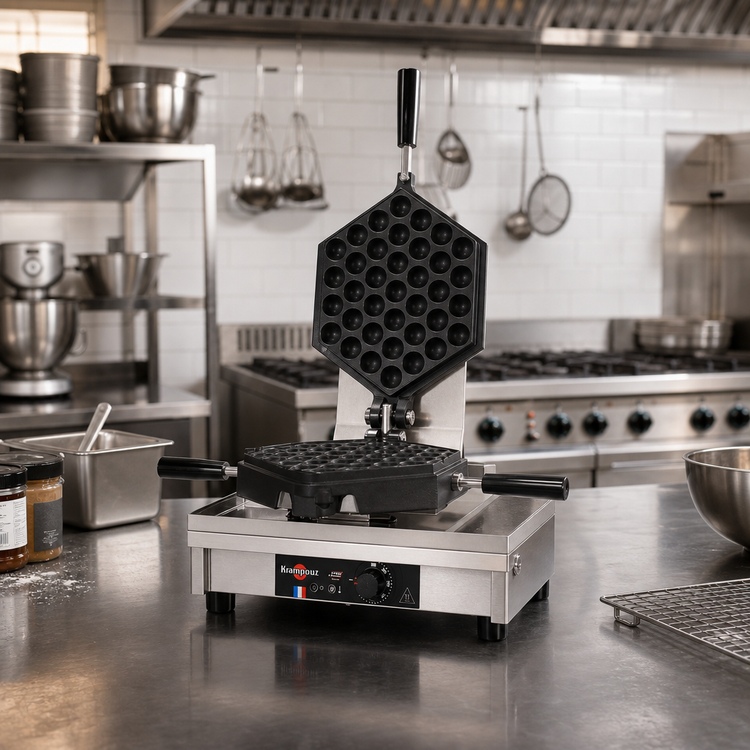 Product image #2 for Krampouz Commercial Single Bubble Waffle Maker with 180° Opening