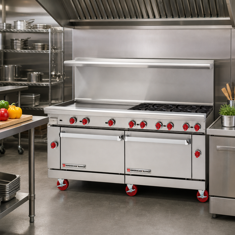Product image #2 for American Range ARGF-36G-C Green Flame 36-Inch Gas Griddle Range with Convection Oven Base