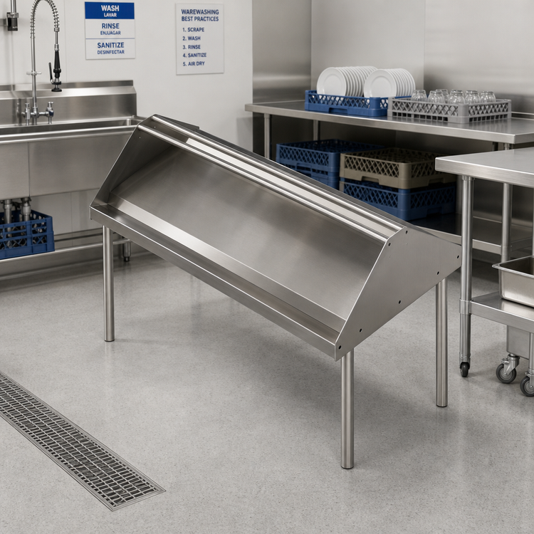 Product image #2 for John Boos Double-Sided Solid Sorting Shelf for Soiled Dish Tables, 60 x 30-1/2 x 32 Inch, Stainless Steel