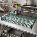 Thumbnail image #2 for Quantum 3672P 72"W x 36"D Green Epoxy Antimicrobial Wire Shelf, 600–800 lb. Capacity, NSF