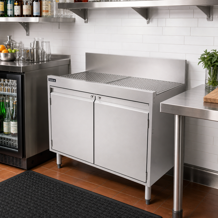 Product image #3 for Top Shelf 36-Inch Wide Stainless Steel Underbar Storage Cabinet with Drainboard Top
