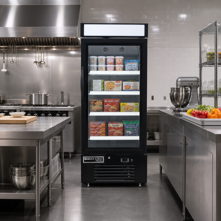 Product image #3 for Maxx Cold V-Series 25-Inch Glass Door Merchandiser Freezer, 12 Cu. Ft., Black