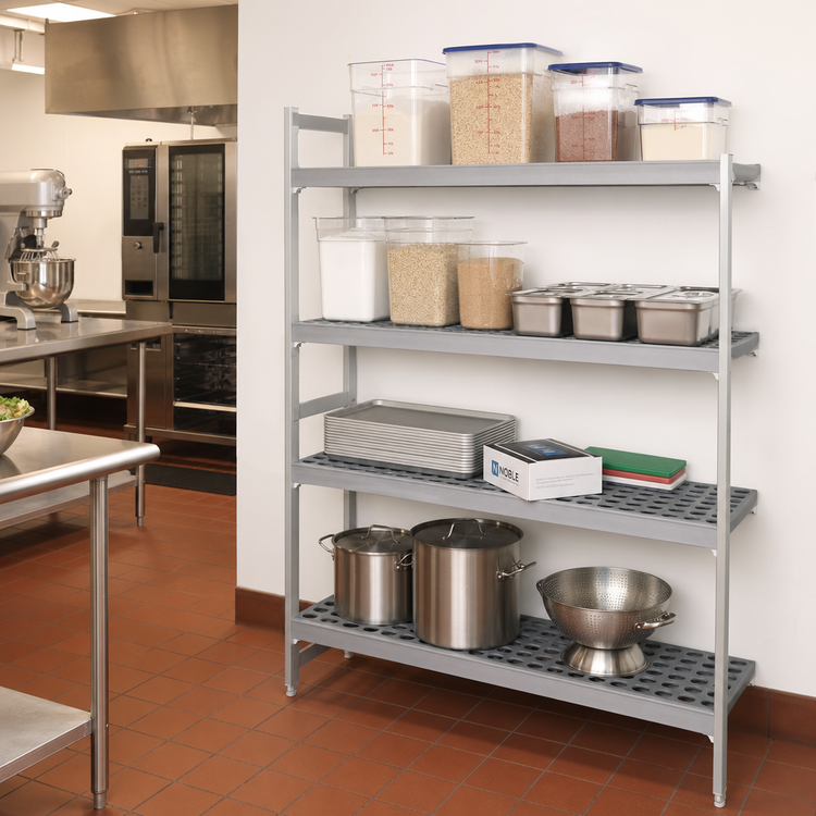 Product image #2 for Fermostock 4-Tier Polymer Shelving Expansion Kit, 83" H x 38" W x 14" D, Gray