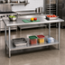 Thumbnail image #2 for Advance Tabco 108 Inch x 24 Inch 14 Gauge 304 Stainless Steel Work Table with Rear Up-Turn and Adjustable Galvanized Undershelf