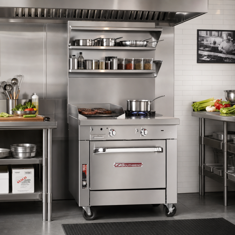 Product image #2 for Southbend Platinum 32-Inch Heavy Duty Gas Range with 2 Open Burners, 16-Inch Charbroiler and Standard Oven