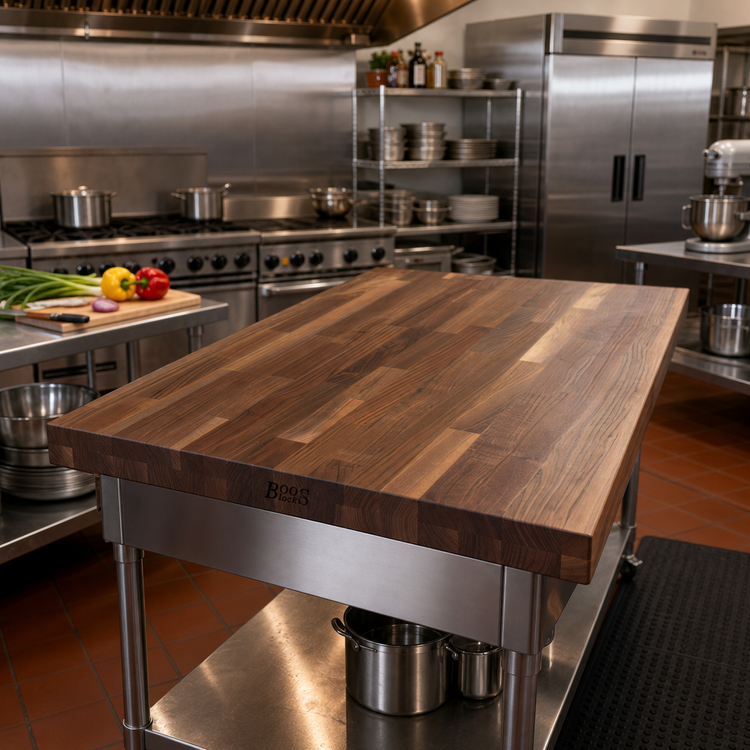 Product image #2 for John Boos Boos Block American Black Walnut Blended Edge Grain Kitchen Countertop, 96 x 38 x 1-1/2 Inch, Penetrating Oil Finish