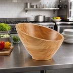 Thumbnail image #2 for American Metalcraft BAMSL112 80 oz Angled Bamboo Bowl, 11-1/2" Diameter x 7-1/4" High Case of 4