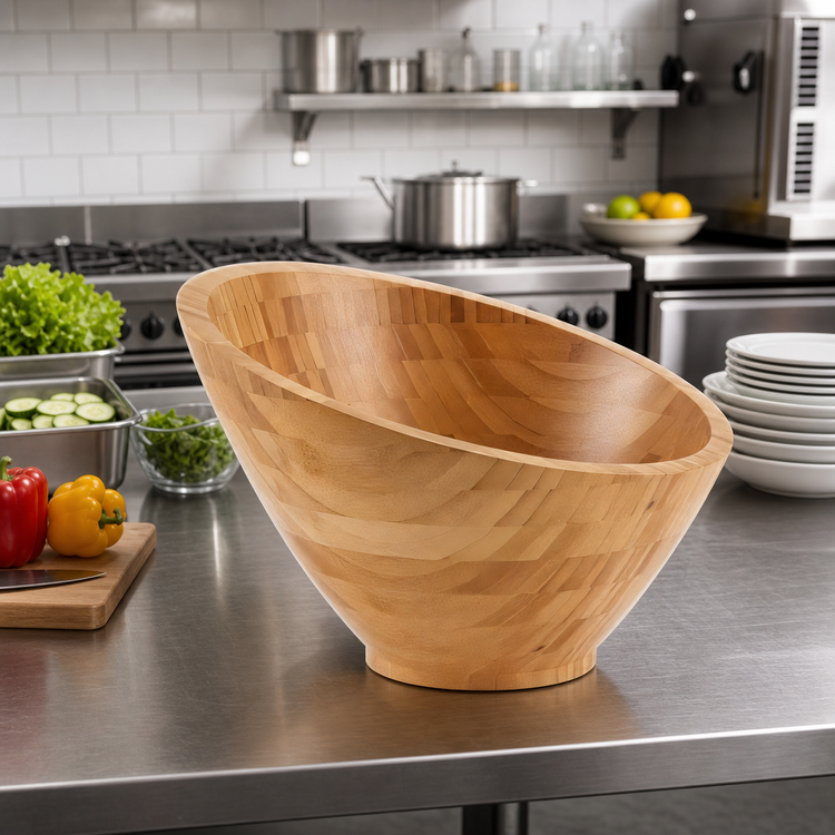 Product image #2 for American Metalcraft 80 oz. Round Angled Bamboo Bowl, 11-1/2 Inch Dia. x 7-1/4 Inch H