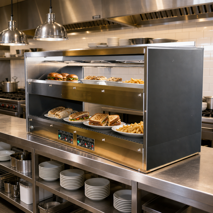 Product image #2 for BKI 2TSM-3824R Countertop Pass-Through Sandwich Warmer with 2 Slanted Shelves