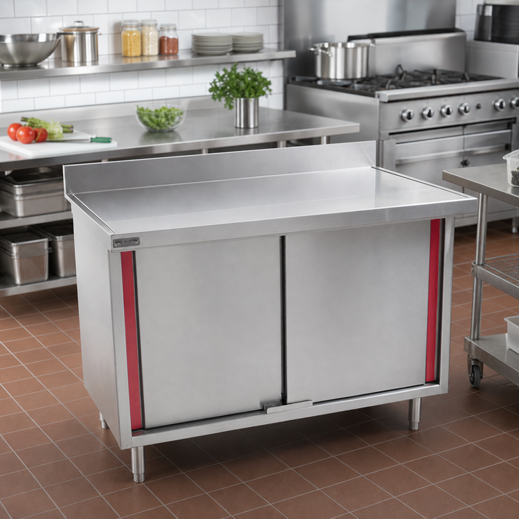 Product image #2 for 72" x 30" 14-Gauge 304 Stainless Steel Marine Series Cabinet Base Work Table