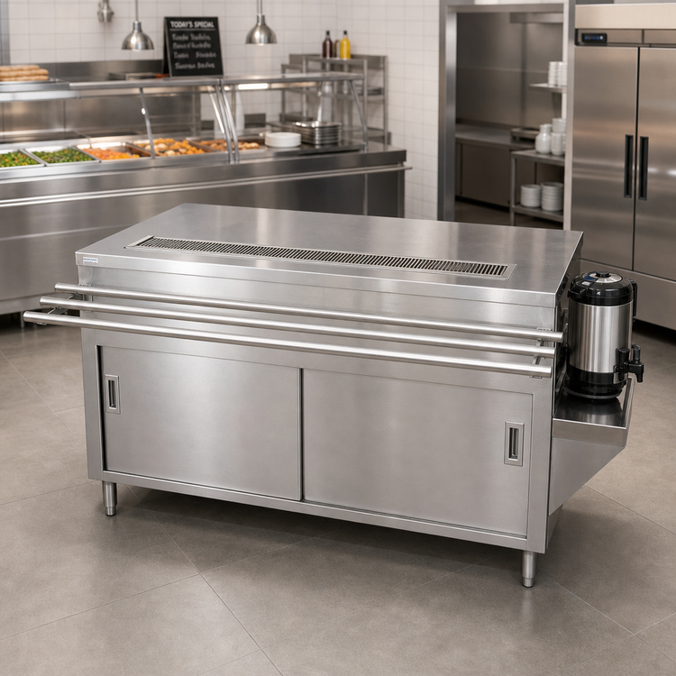 Product image #2 for BK Resources 60-Inch Cashier-Serve Counter with Sliding Doors and Door-Side Urn Trough