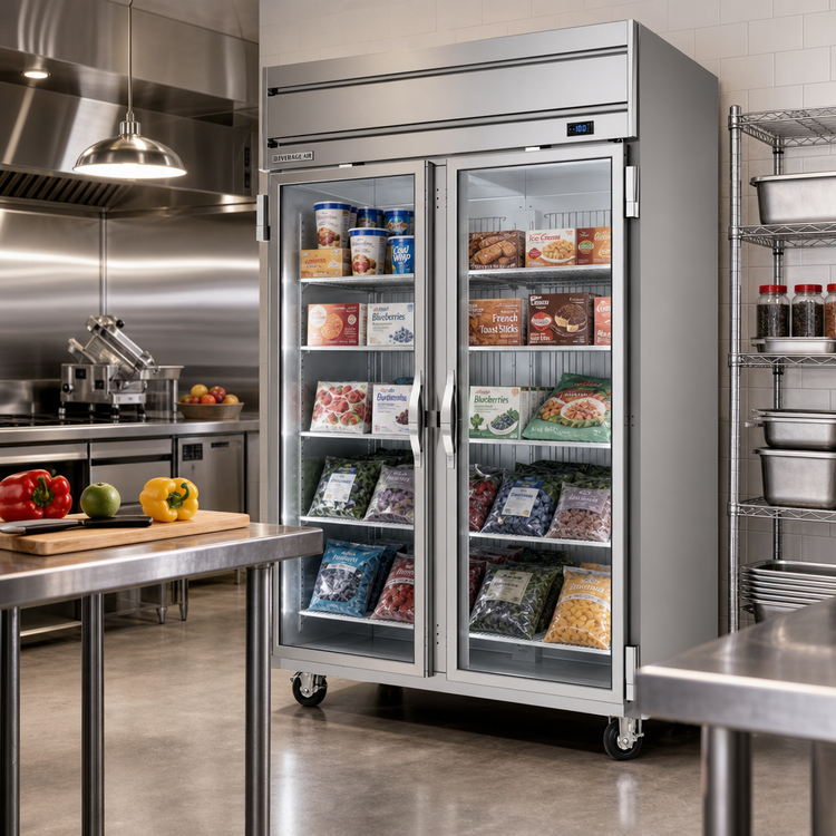 Product image #2 for Beverage-Air Horizon Series Two-Section Reach-In Display Freezer with Glass Doors, 46.29 Cu. Ft.