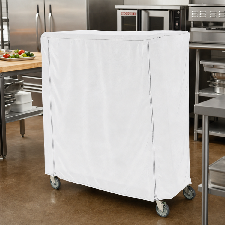 Product image #2 for Metro 72 x 24 x 62 Inch White Uncoated Knitted Polyester Queen Mary & Banquet Cart Cover