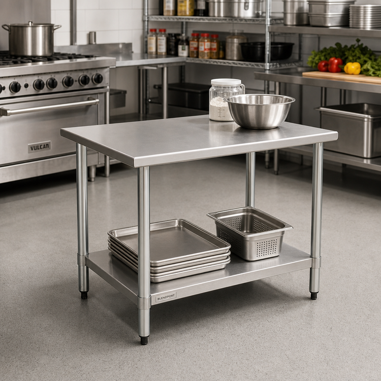 Product image #2 for BlendPort® Budget Series 30 Inch x 30 Inch Square Stainless Steel Work Table with Adjustable Undershelf