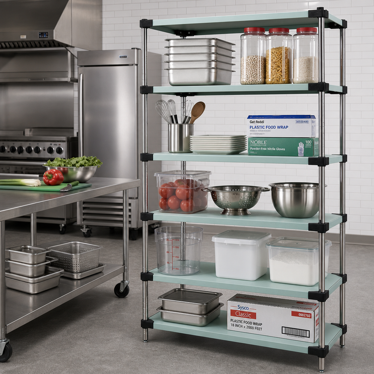 Product image #2 for Quantum 5-Shelf Solid Stainless Steel Shelving Starter Kit, 42W x 18D x 63H