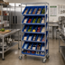 Thumbnail image #2 for Quantum Mobile Wire Shelving Bin Storage Unit with 48 Bins, 36 x 18 x 74 Inches, Chrome Finish