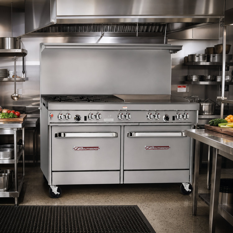 Product image #2 for Southbend Ultimate 60-Inch Gas Restaurant Range with 4 Non-Clog Burners, 36-Inch Griddle, and 2 Standard Ovens