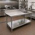 Thumbnail image #2 for 72-Inch Stainless Steel Sink Table With Right-Side Prep Sink, Backsplash and Undershelf