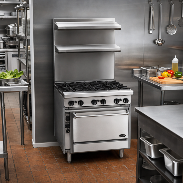 Product image #2 for Jade Bistro 36-Inch Heavy-Duty Gas Restaurant Range with 6 Open Burners and Cabinet Base