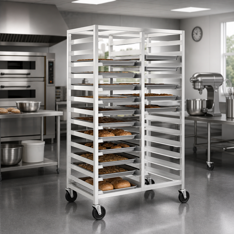 Product image #2 for Panco Double-Compartment Mobile Tray Rack for 18 x 26 Inch Trays