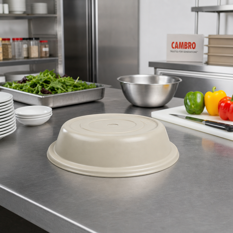 Product image #3 for Cambro Versa Camcover Round Fiberglass Plate Cover, 10.4-Inch Inside Diameter, No Vent Hole, Antique Parchment