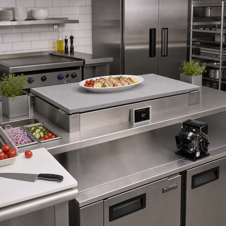 Product image #2 for Hatco Cold Simulated Stone Built-In Flush Top Remote Refrigerated Shelf, 48" x 19-1/2"