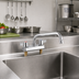 Thumbnail image #2 for Steel Works Stainless Deck-Mount Manual Faucet with 4-Inch Centers and 8-Inch Swing/Swivel Spout