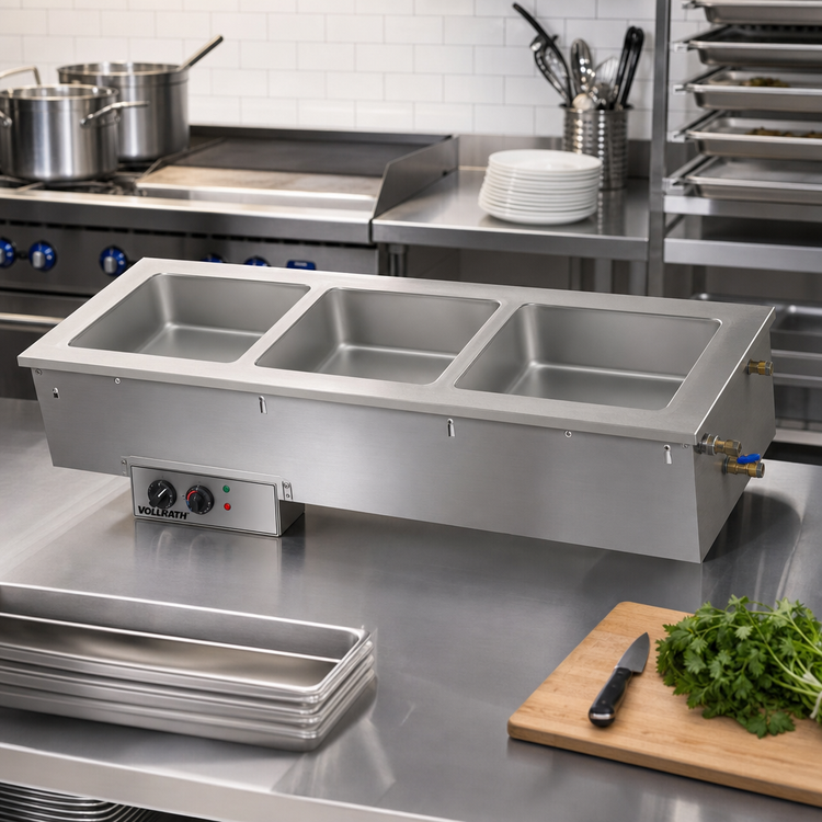 Product image #2 for Vollrath 2-Pan Short-Sided Insulated Drop-In Hot Well with Thermostatic Controls, Autofill, and Manifold Drain, 120V