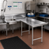 Thumbnail image #2 for Advance Tabco L-Shaped Right-Hand Dish Landing Soil Dishtable with Pre-Rinse Sink, 83 Inch, 16 Gauge 304 Stainless Steel