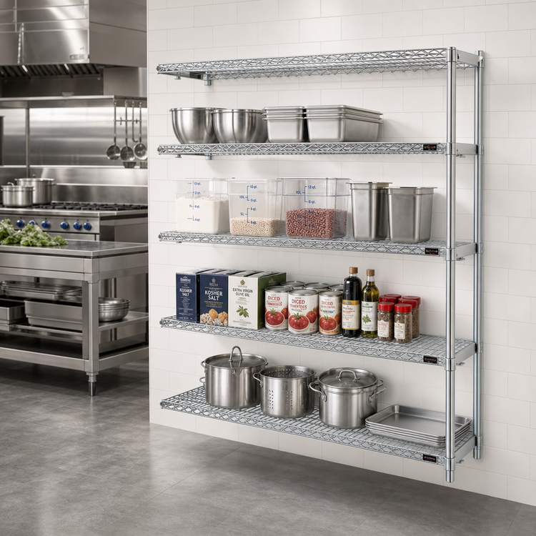 Product image #2 for EAGLEbrite 4-Tier Add-On Wire Shelving Unit, 72W x 21D x 63H, Zinc Finish
